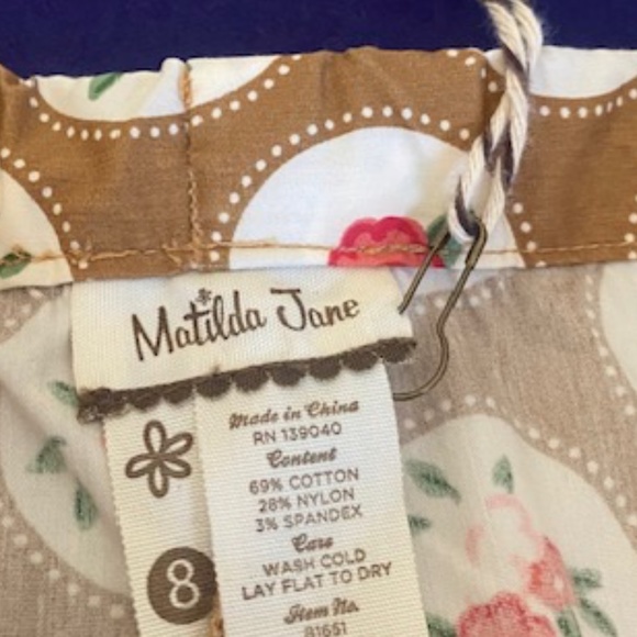 Matilda Jane Brown With Flower Print Ruffle Capri Pant Girls Size 8 - Picture 2 of 7